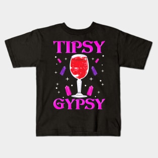 Cute Tipsy Gypsy Funny Halloween Drinking Wine Kids T-Shirt